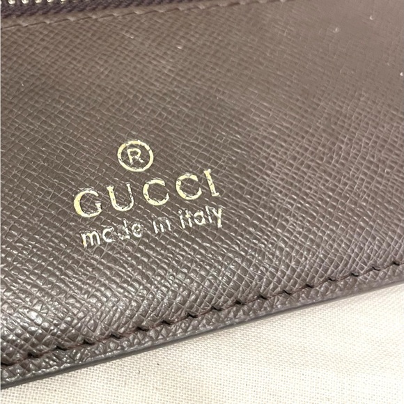 NWOT GUCCI Vintage Leather Canvas Monogram Trifold Brown Wallet and Insert - Picture 8 of 12